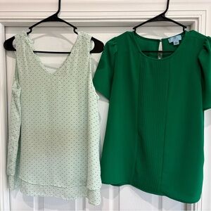 Elegant Green and Polka Dot Blouse Set